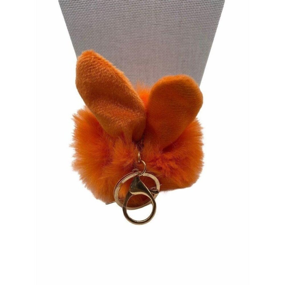 Orange Fur Ball Bunny Ears Keychain Plush Charm Key Holder‎ Unisex
